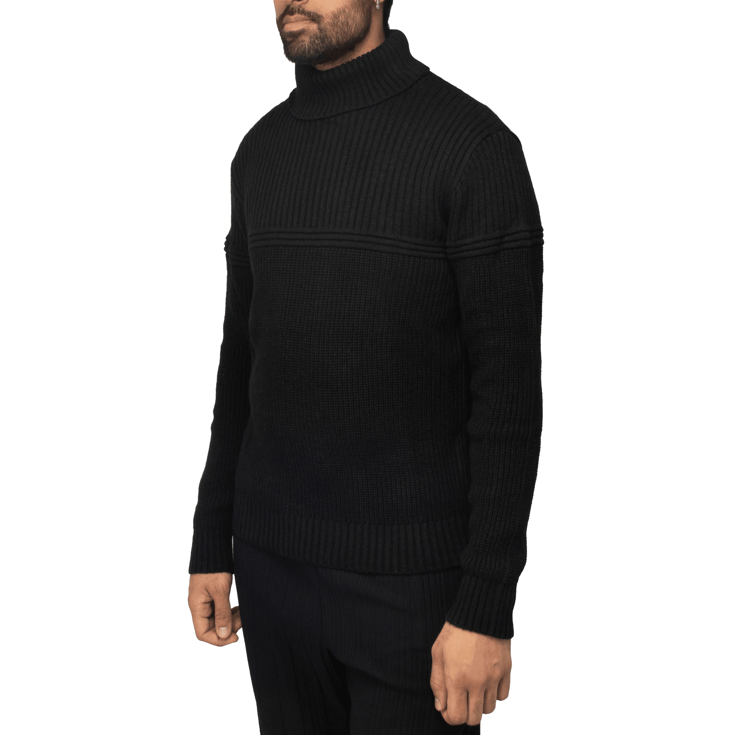 Mens Ribbed Pattern Turtleneck Sweater