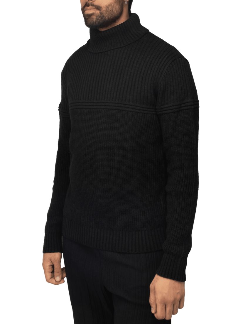 Mens Ribbed Pattern Turtleneck Sweater