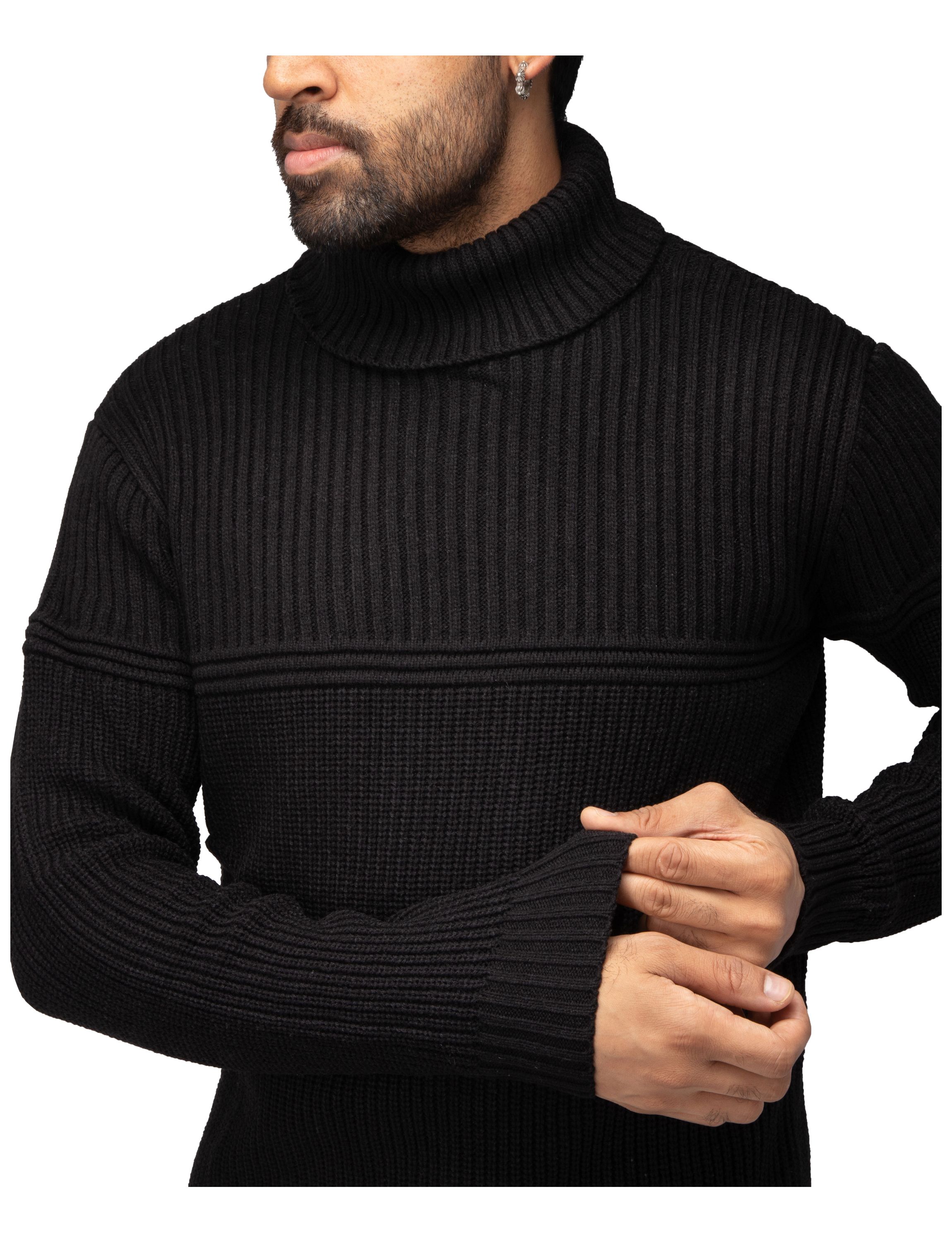 Mens Ribbed Pattern Turtleneck Sweater