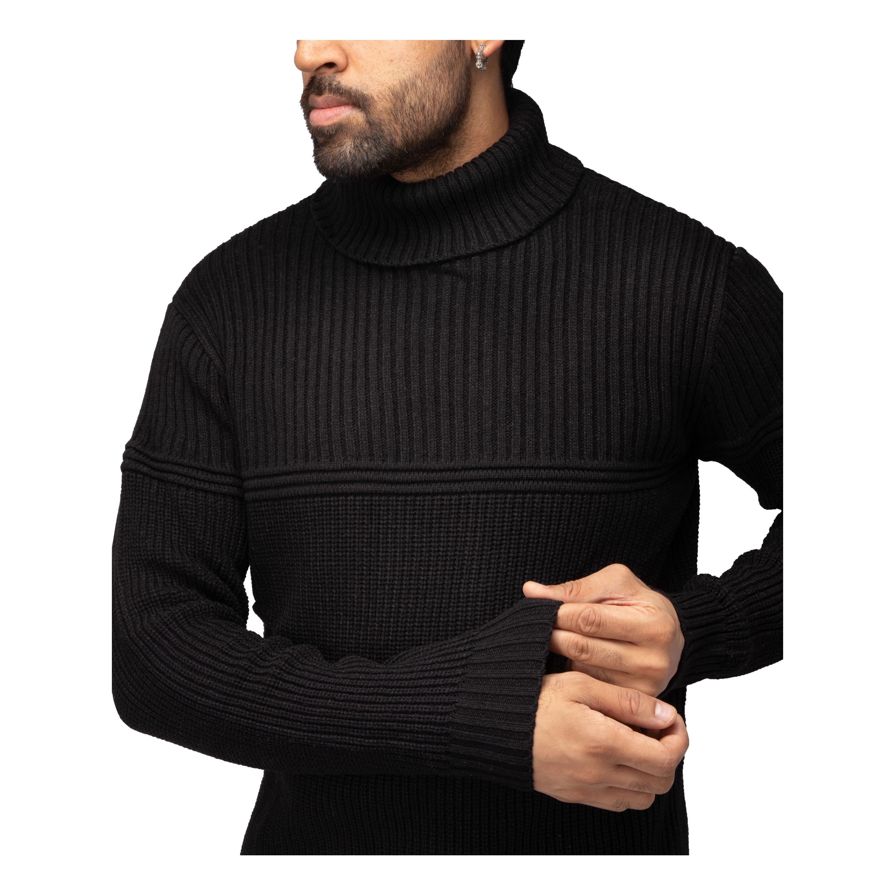 Mens Ribbed Pattern Turtleneck Sweater