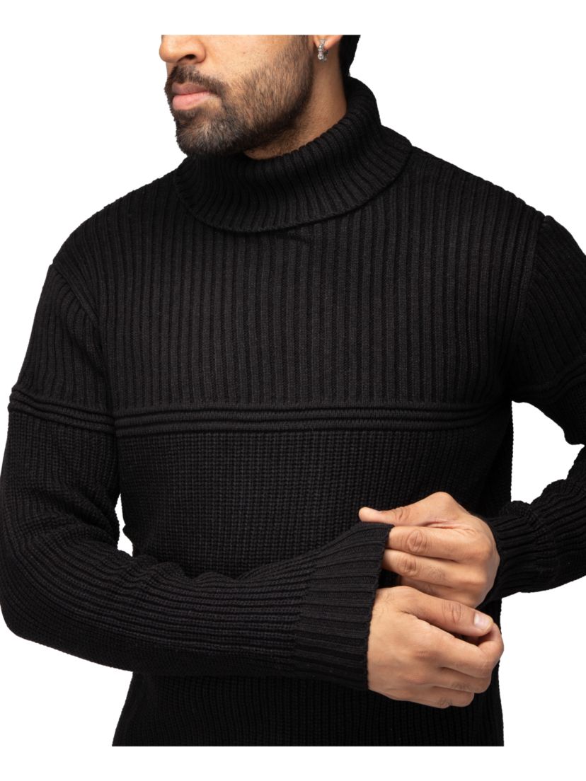 Mens Ribbed Pattern Turtleneck Sweater