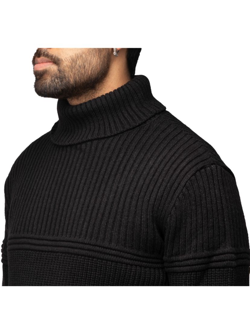 Mens Ribbed Pattern Turtleneck Sweater