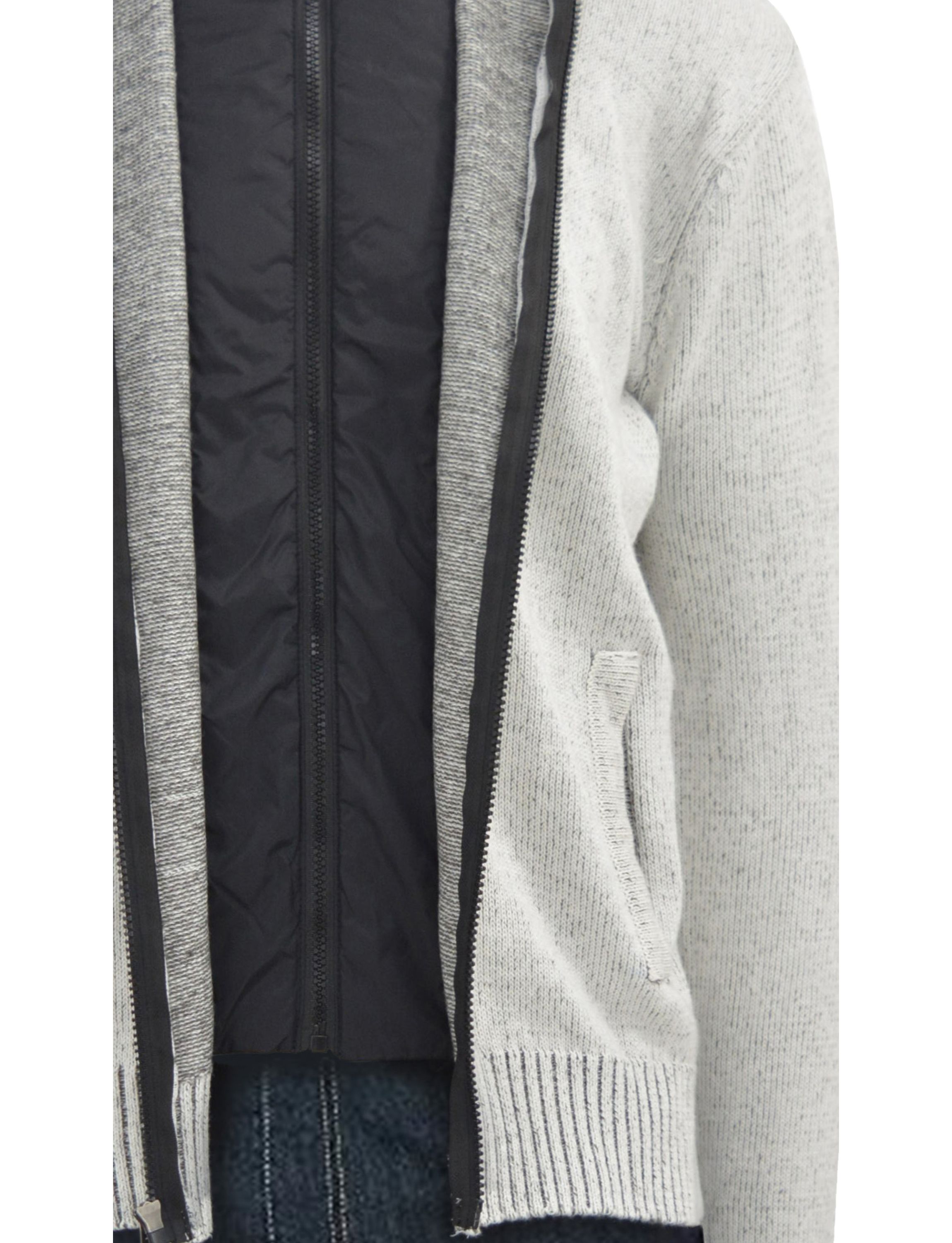 Mens Full-Zip Sweater Jacket With Fluffy Fleece Lined Hood