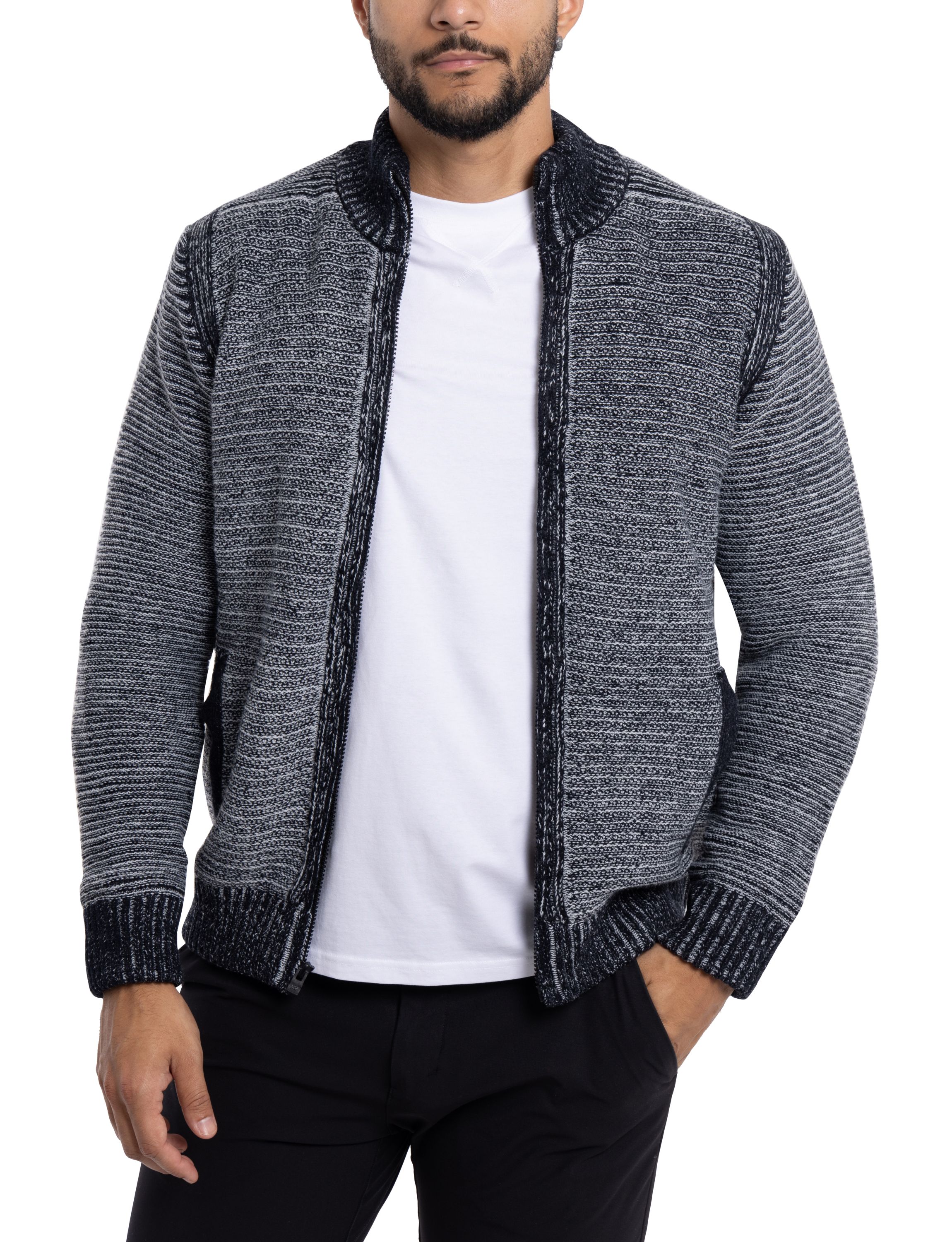 Mens Full-Zip High Neck Sweater Jacket