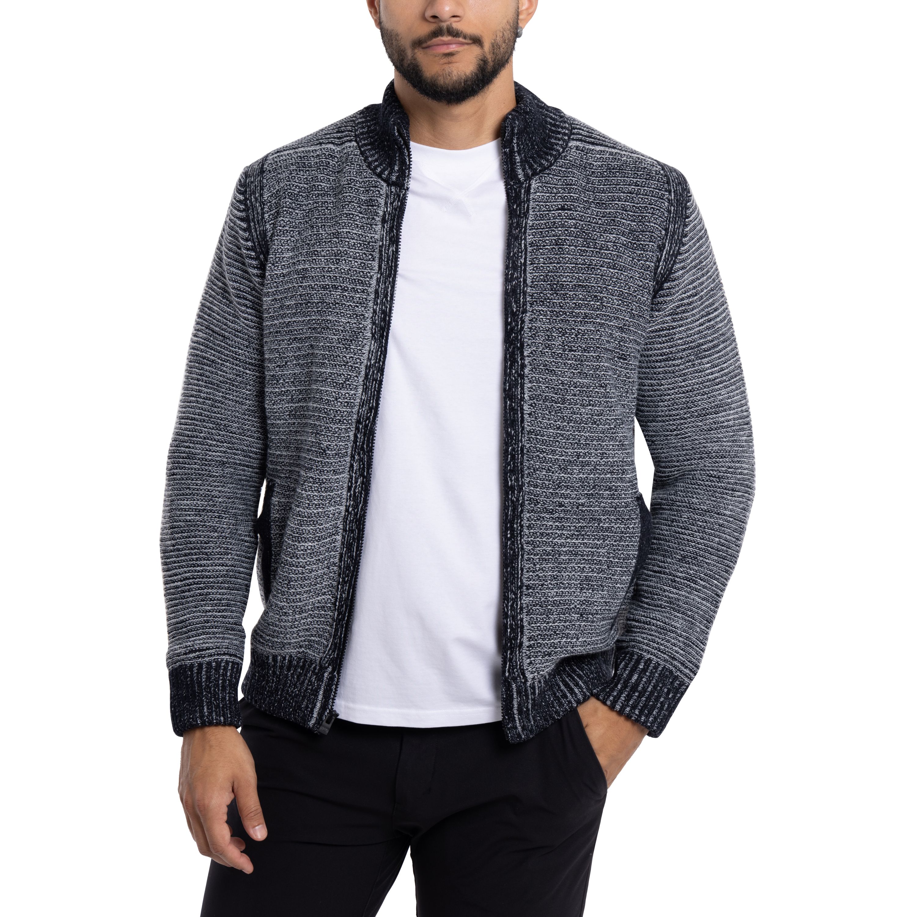 Mens Full-Zip High Neck Sweater Jacket