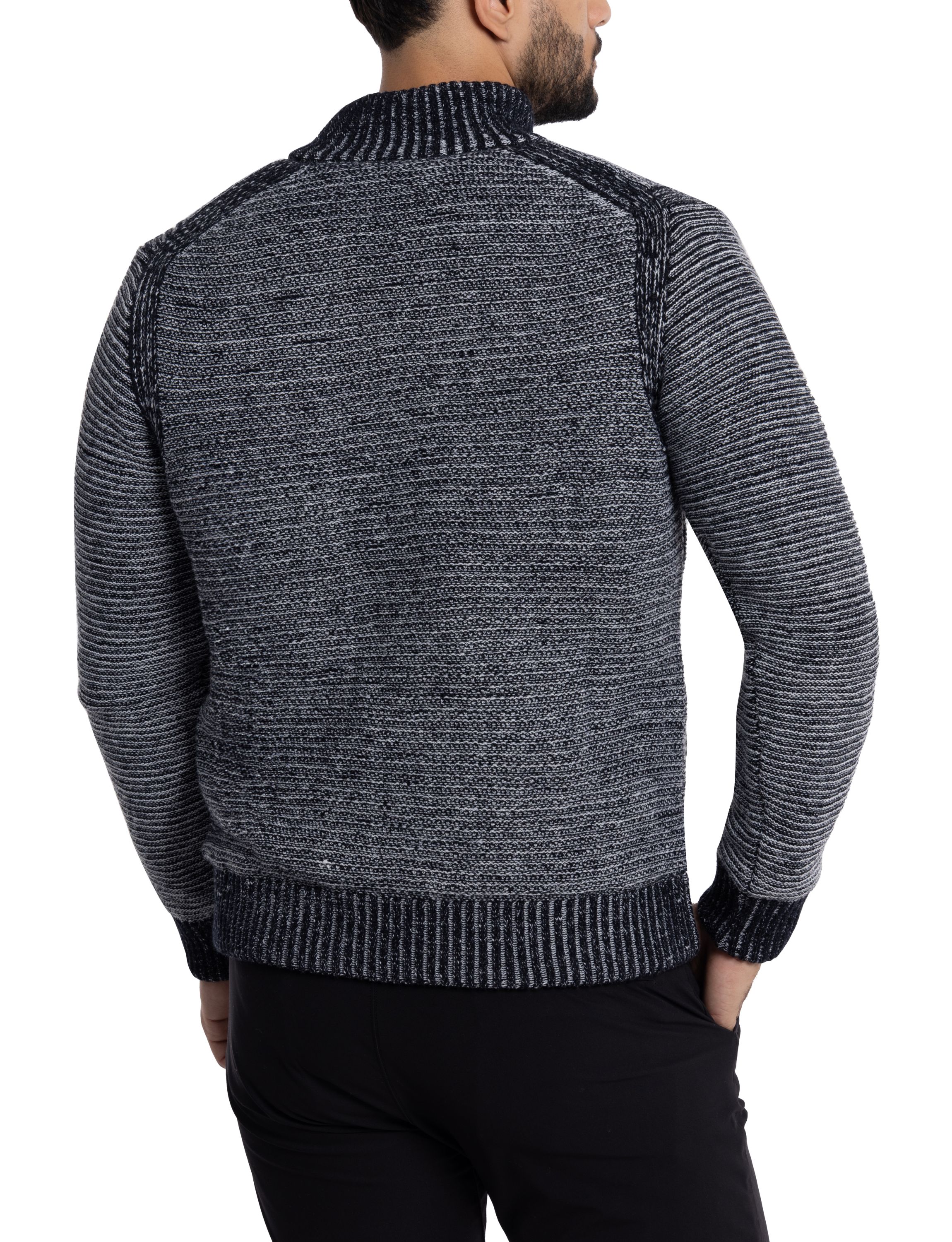 Mens Full-Zip High Neck Sweater Jacket