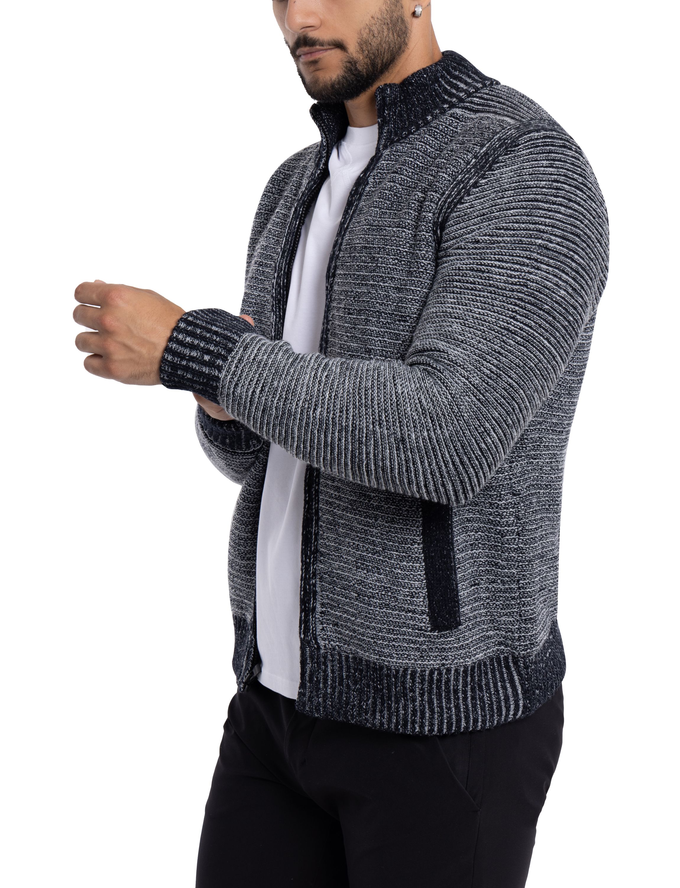Mens Full-Zip High Neck Sweater Jacket