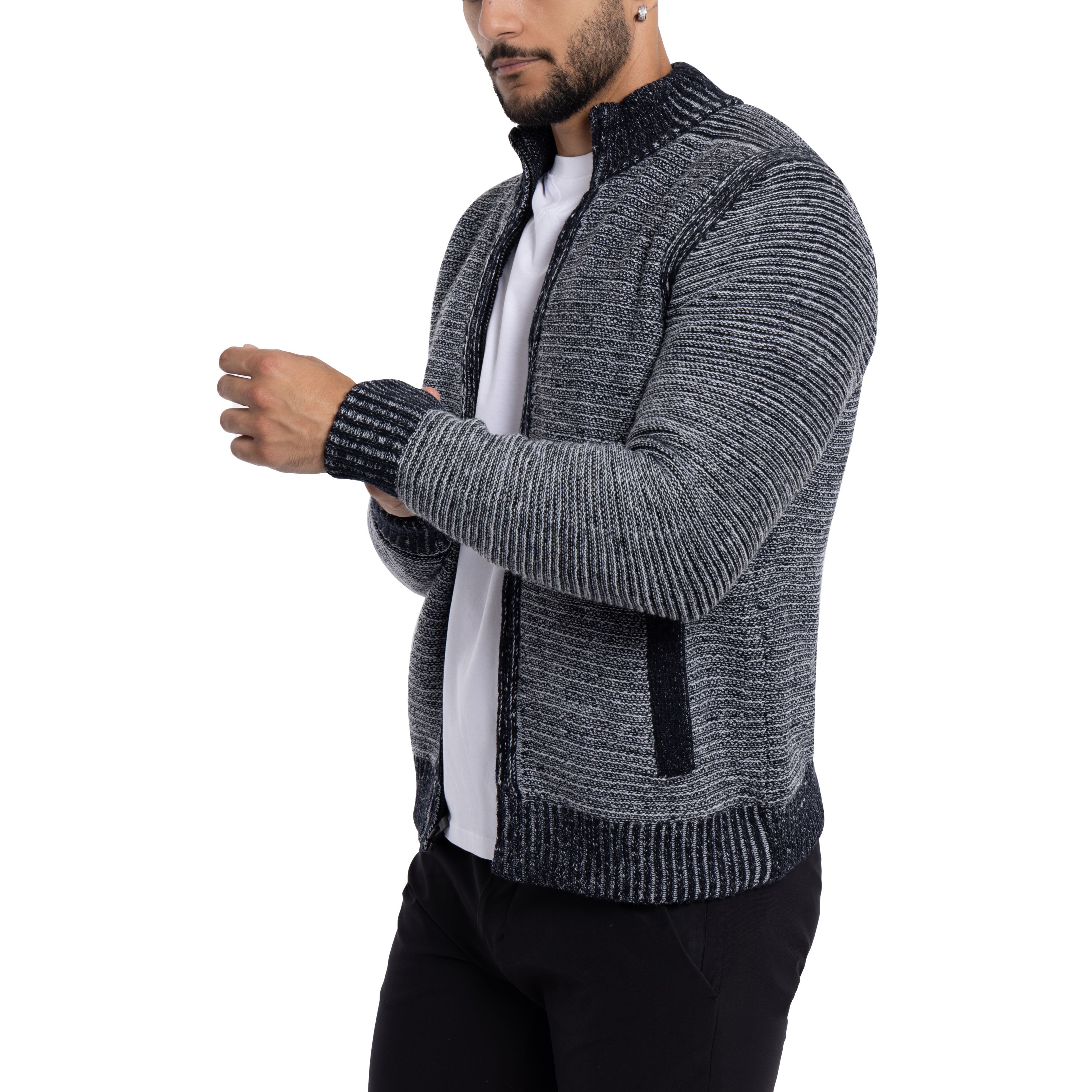 Mens Full-Zip High Neck Sweater Jacket