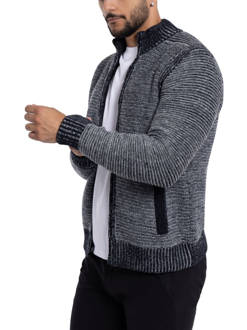 Mens Full-Zip High Neck Sweater Jacket