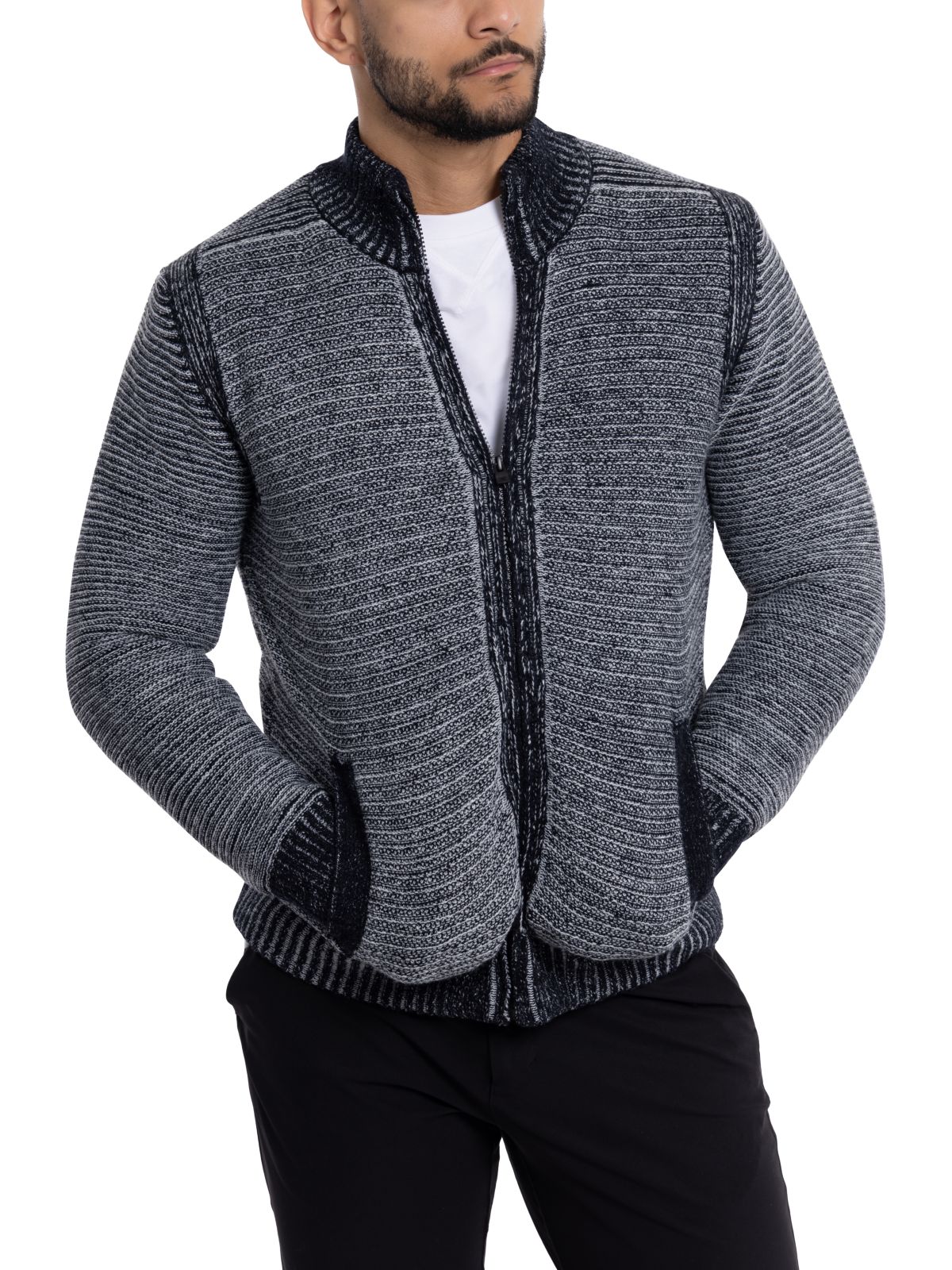 Mens Full-Zip High Neck Sweater Jacket