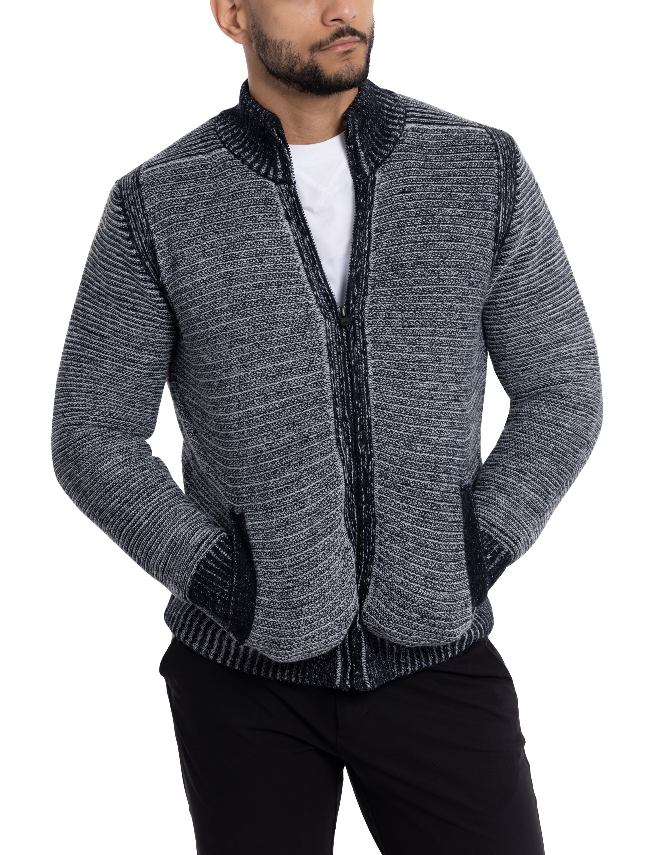 Mens Full-Zip High Neck Sweater Jacket