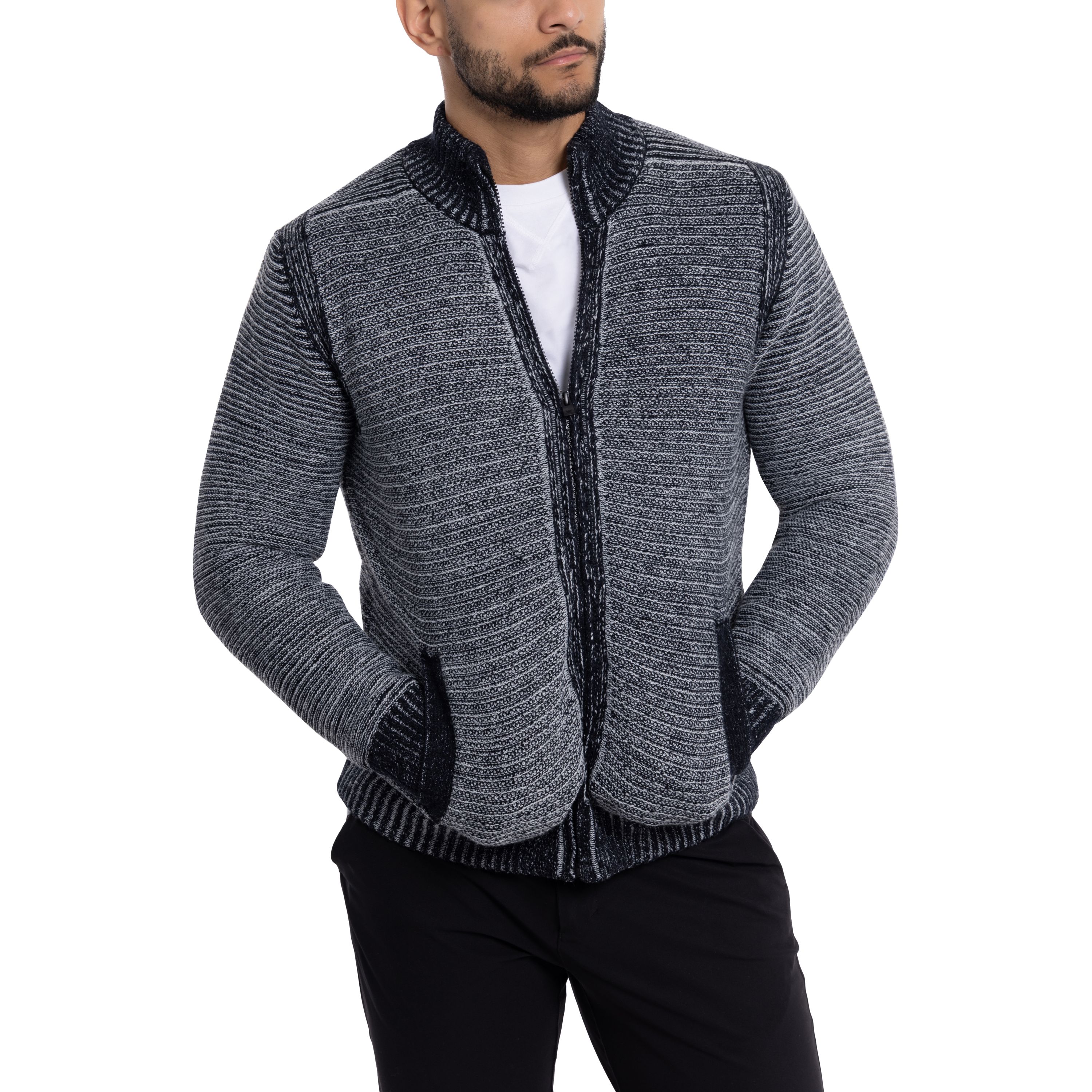 Mens Full-Zip High Neck Sweater Jacket