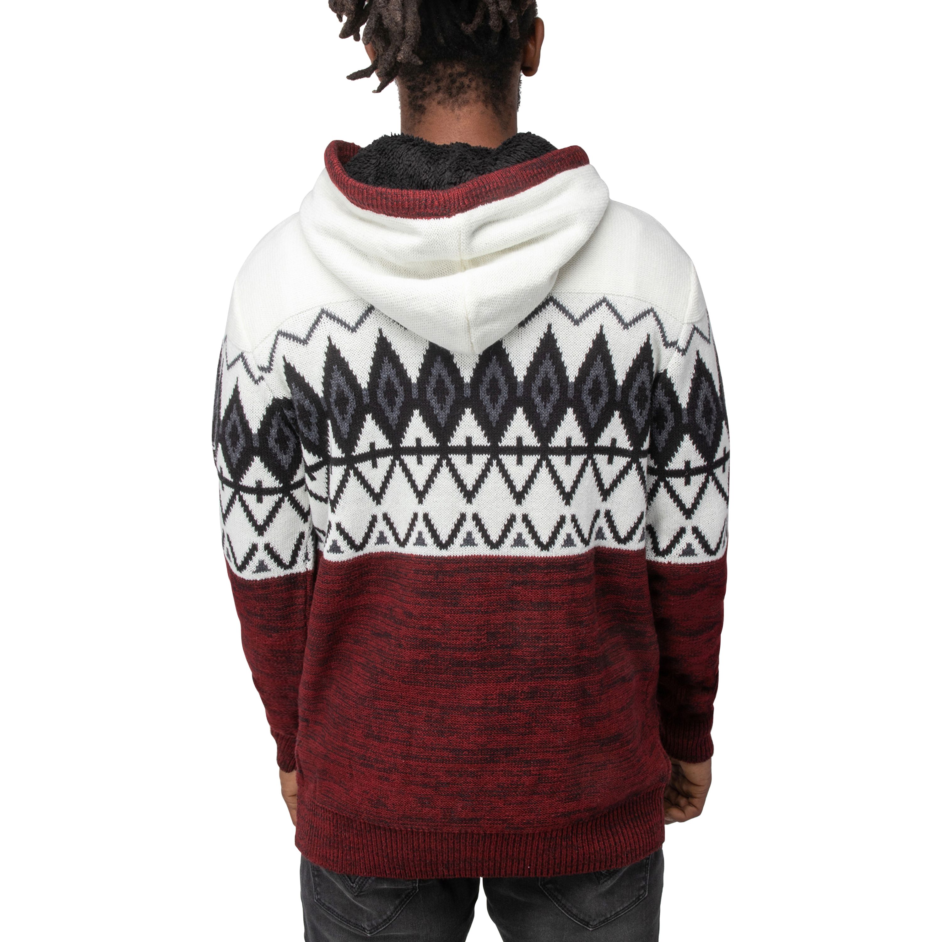 Mens Colorblocked Pattern Hooded Sweater