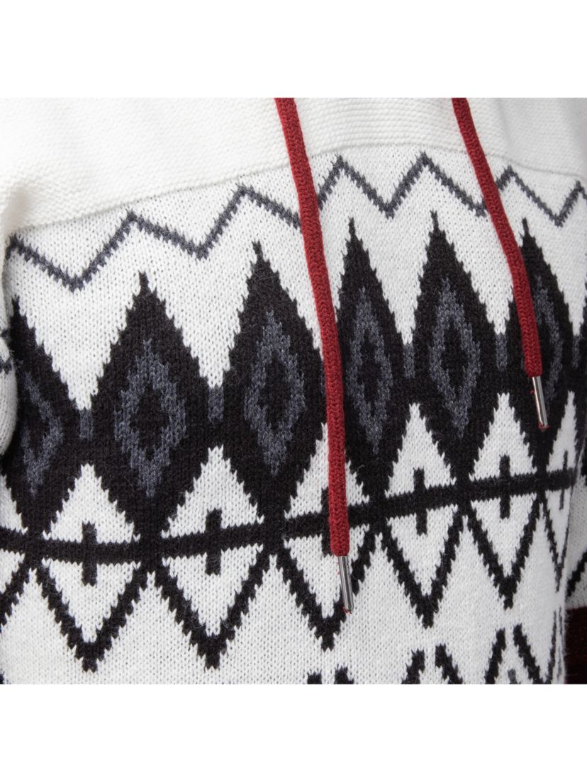 Mens Colorblocked Pattern Hooded Sweater