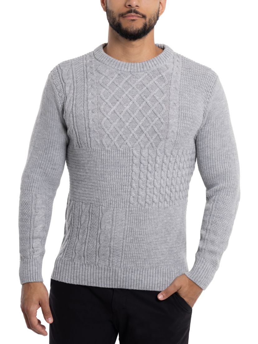 Mens Crewneck Mixed Texture Sweater
