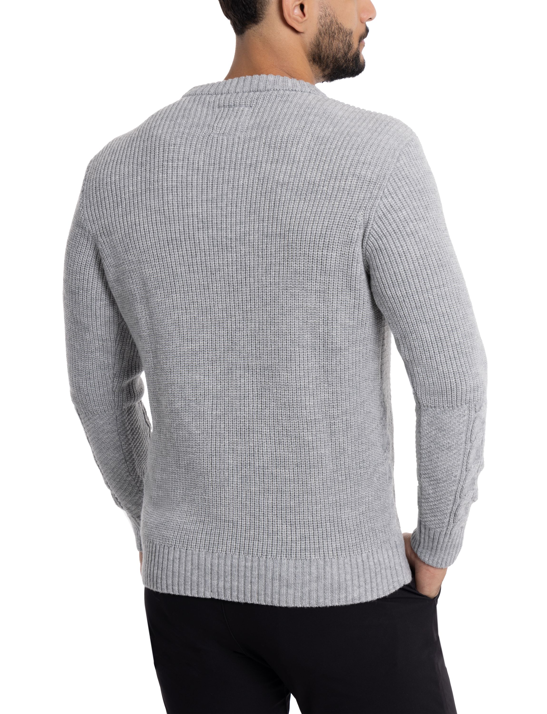 Mens Crewneck Mixed Texture Sweater