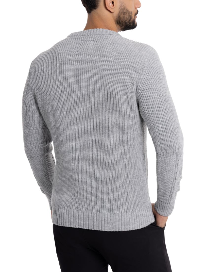 Mens Crewneck Mixed Texture Sweater