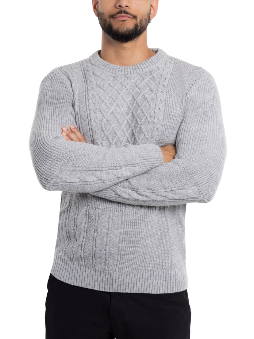 Mens Crewneck Mixed Texture Sweater