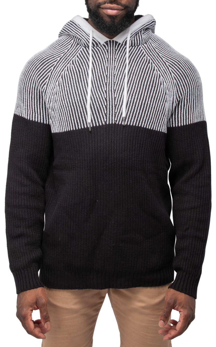 Mens Color Blocked Hooded Sweater