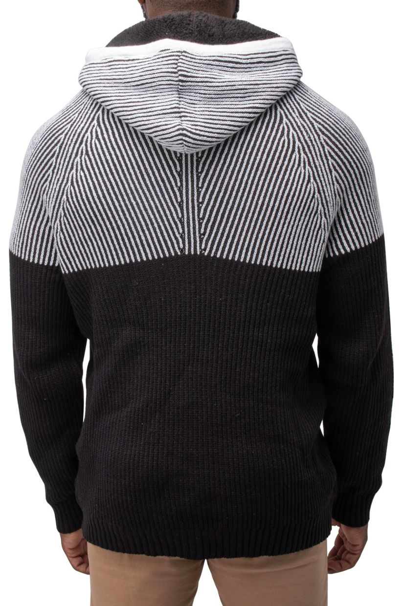 Mens Color Blocked Hooded Sweater
