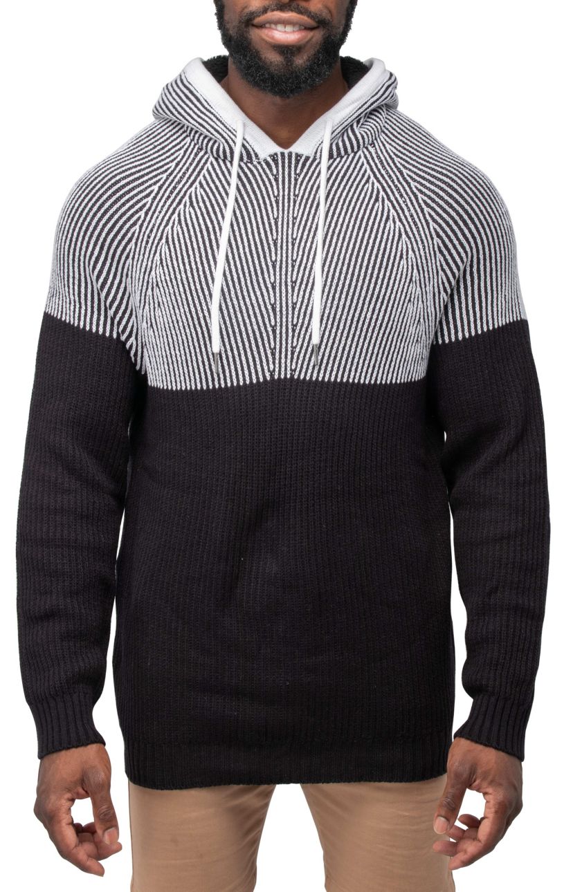 Mens Color Blocked Hooded Sweater