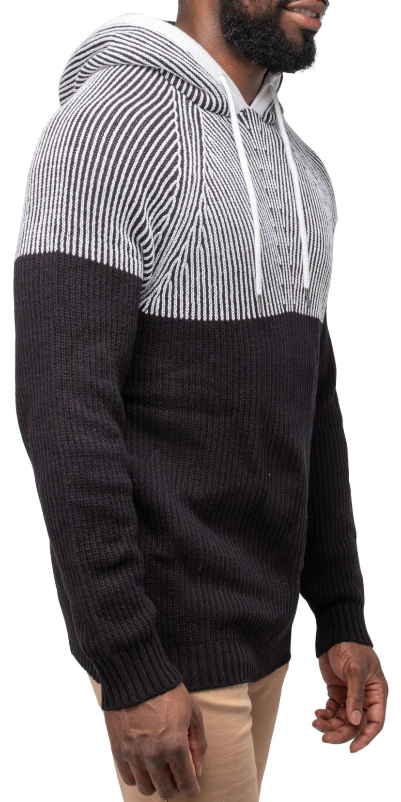 Mens Color Blocked Hooded Sweater