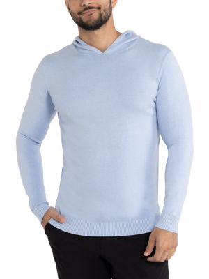 X RAY Men's Basic Hooded Sweater, Blue, Large