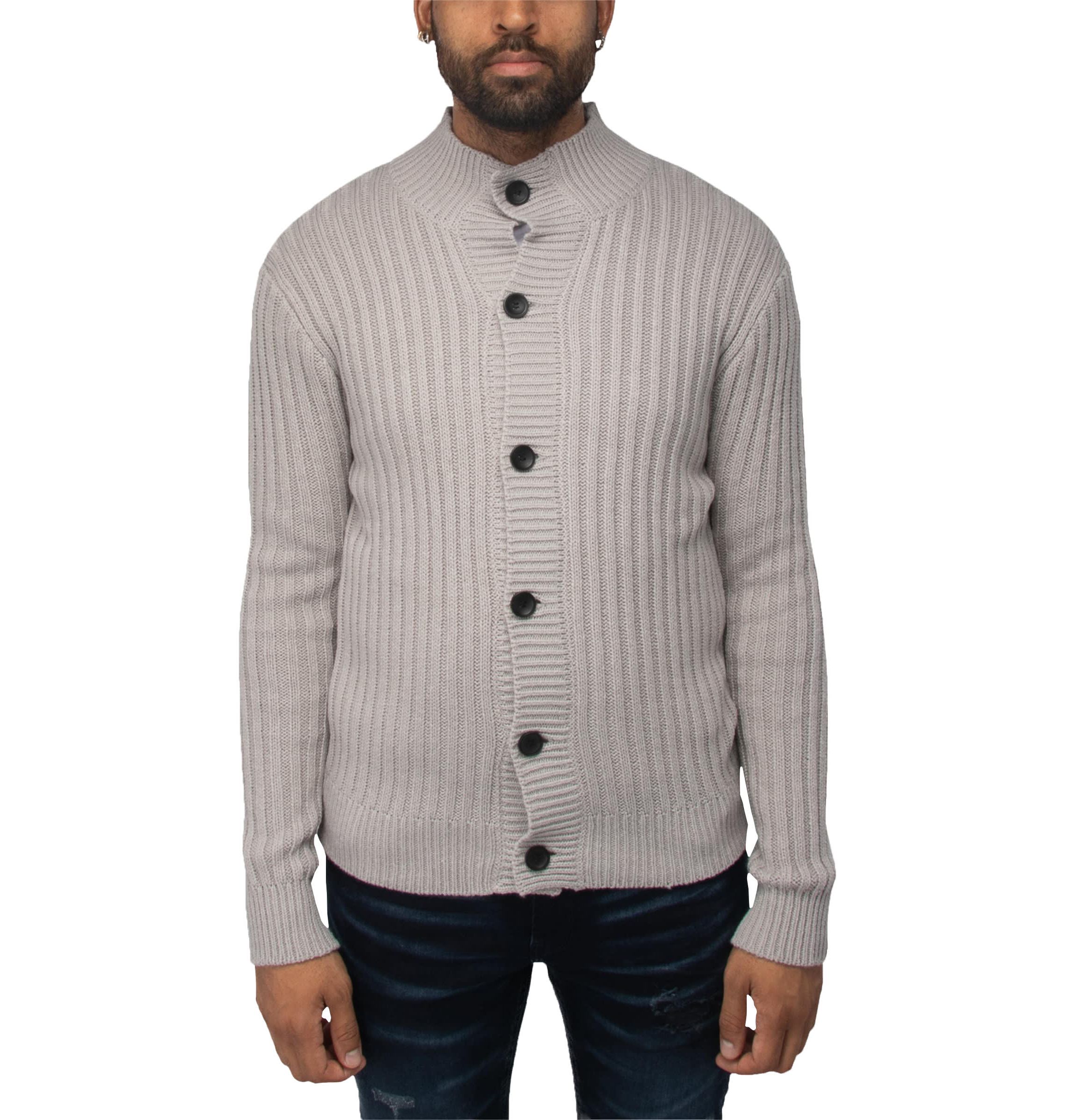 Mens Stand Collar Cardigan