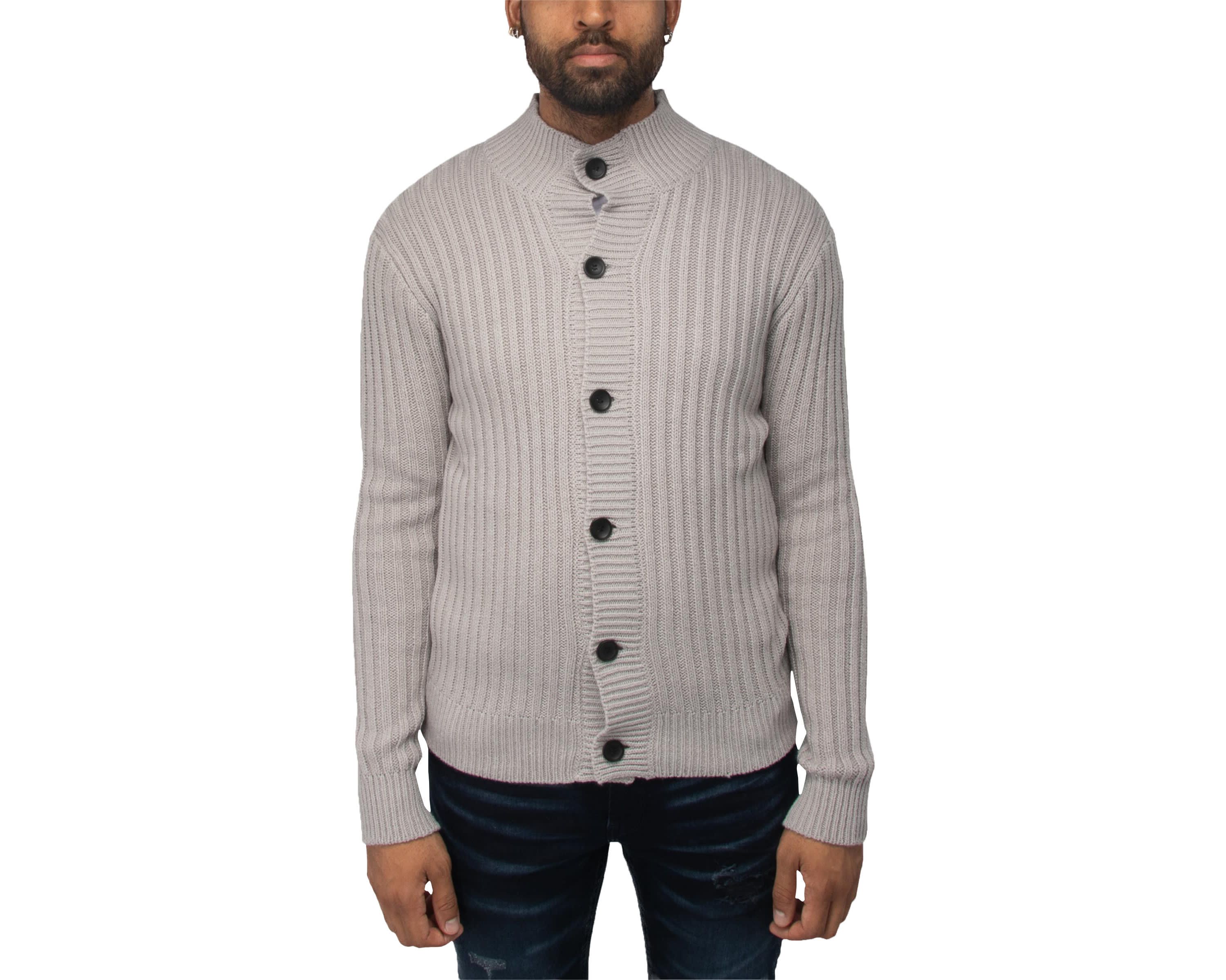 Mens Stand Collar Cardigan