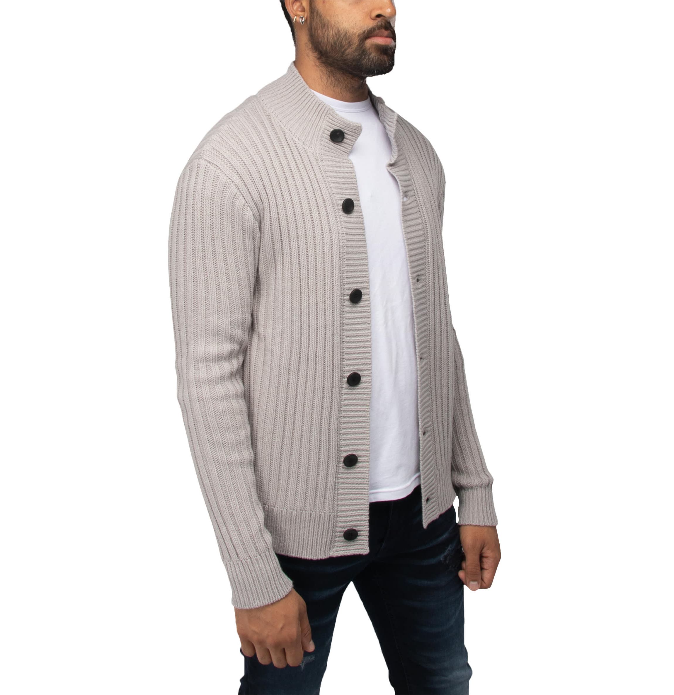 Mens Stand Collar Cardigan
