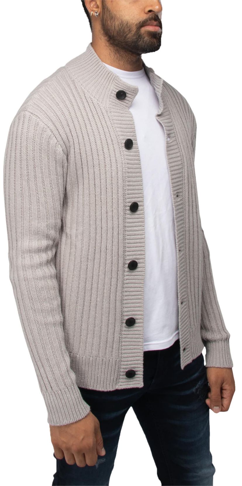 Mens Stand Collar Cardigan