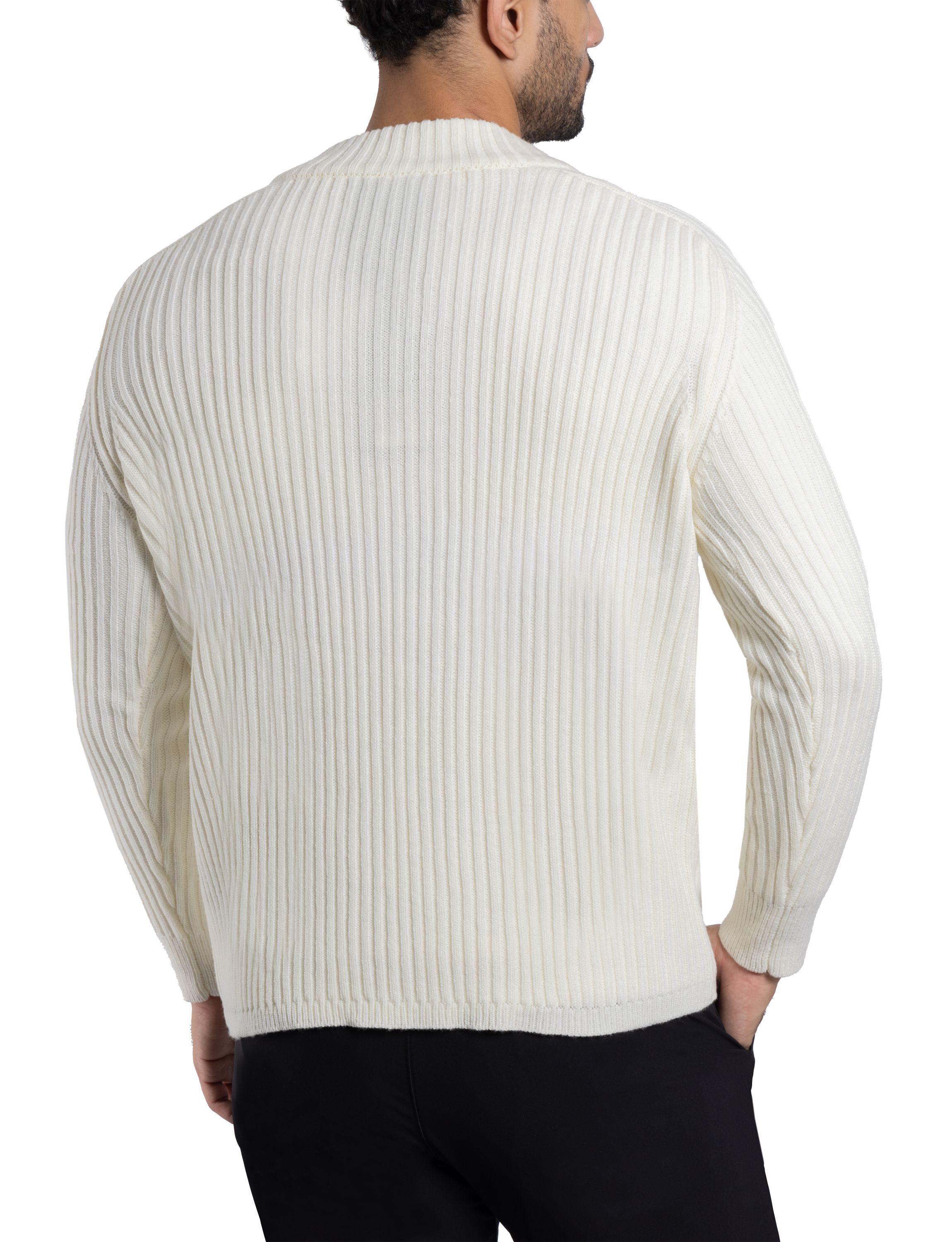 Mens Ribbed Mock Neck Quarter-Zip Sweater