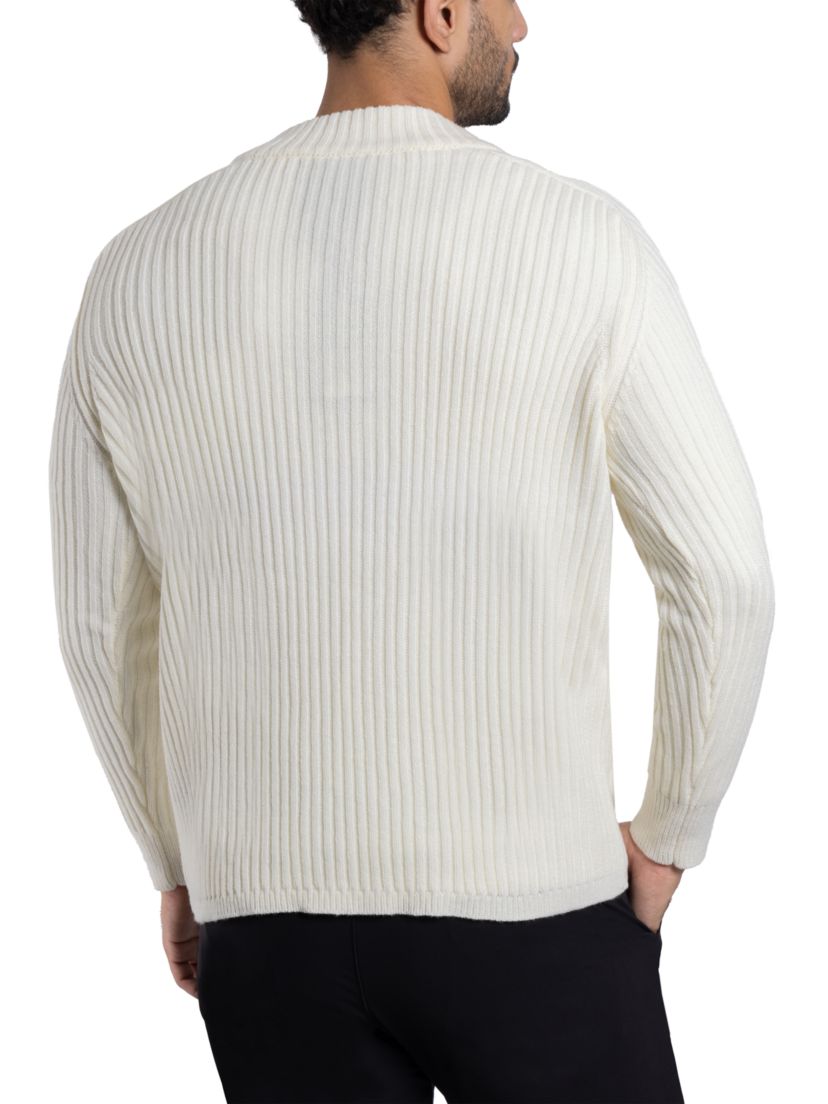 Mens Ribbed Mock Neck Quarter-Zip Sweater