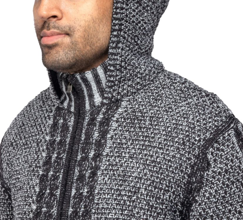 Mens Hooded Full-Zip High Neck Sweater Jacket