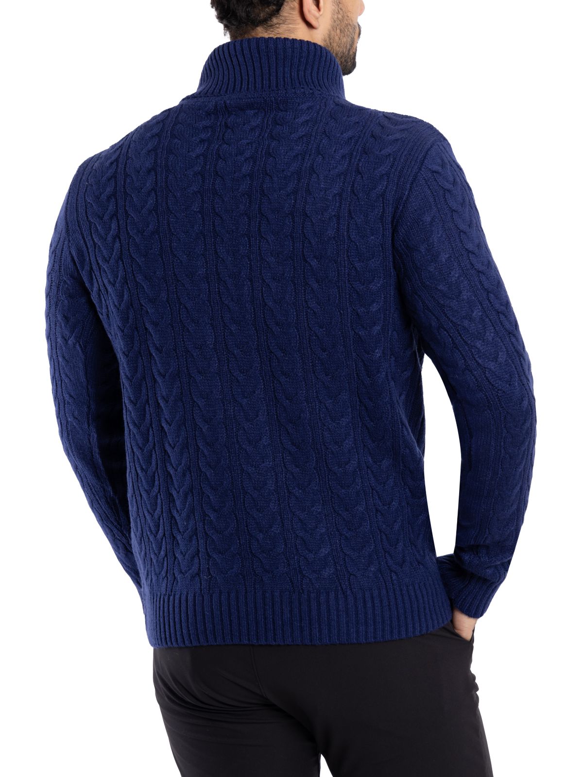 Mens Cable Knit Roll Neck Sweater
