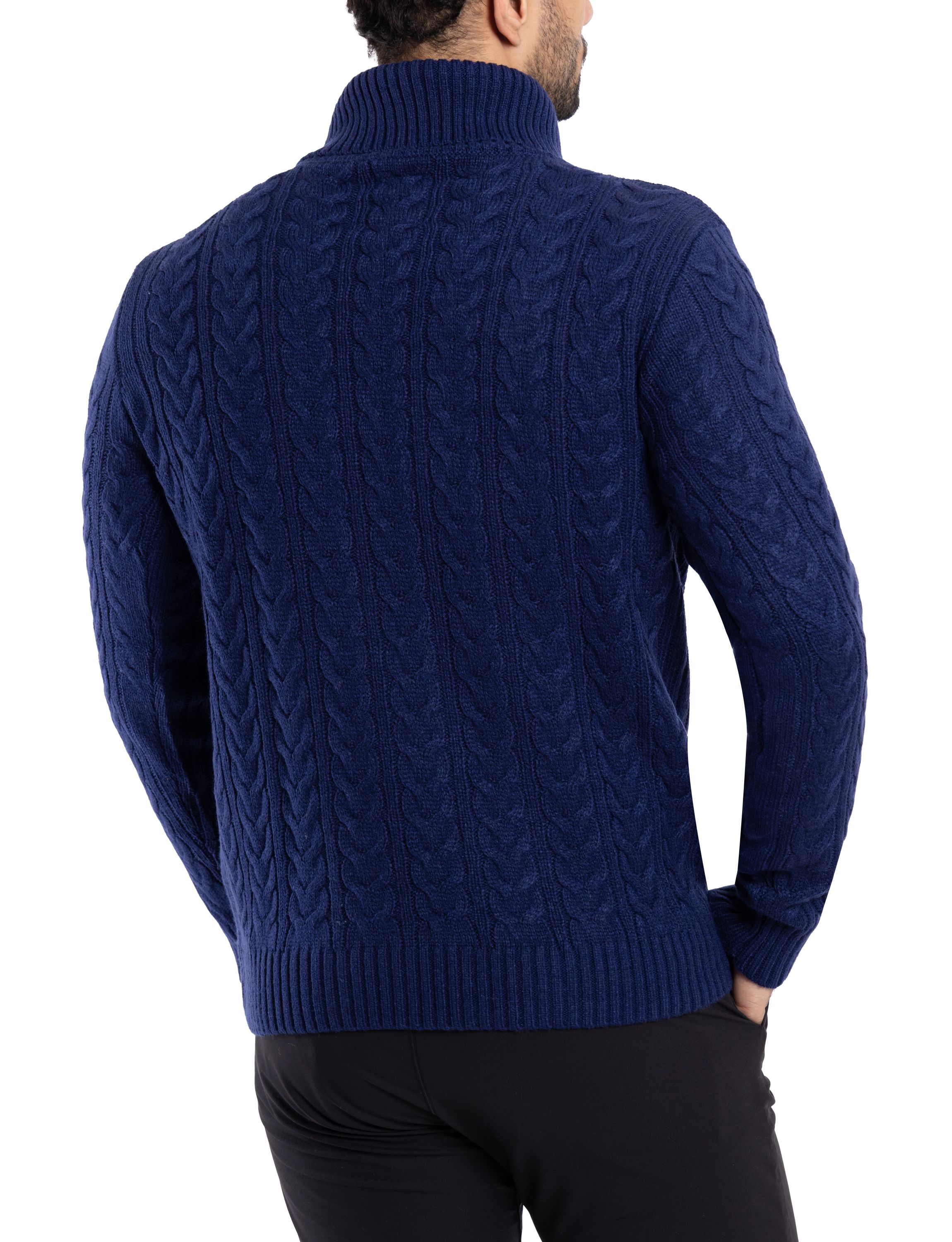 Mens Cable Knit Roll Neck Sweater
