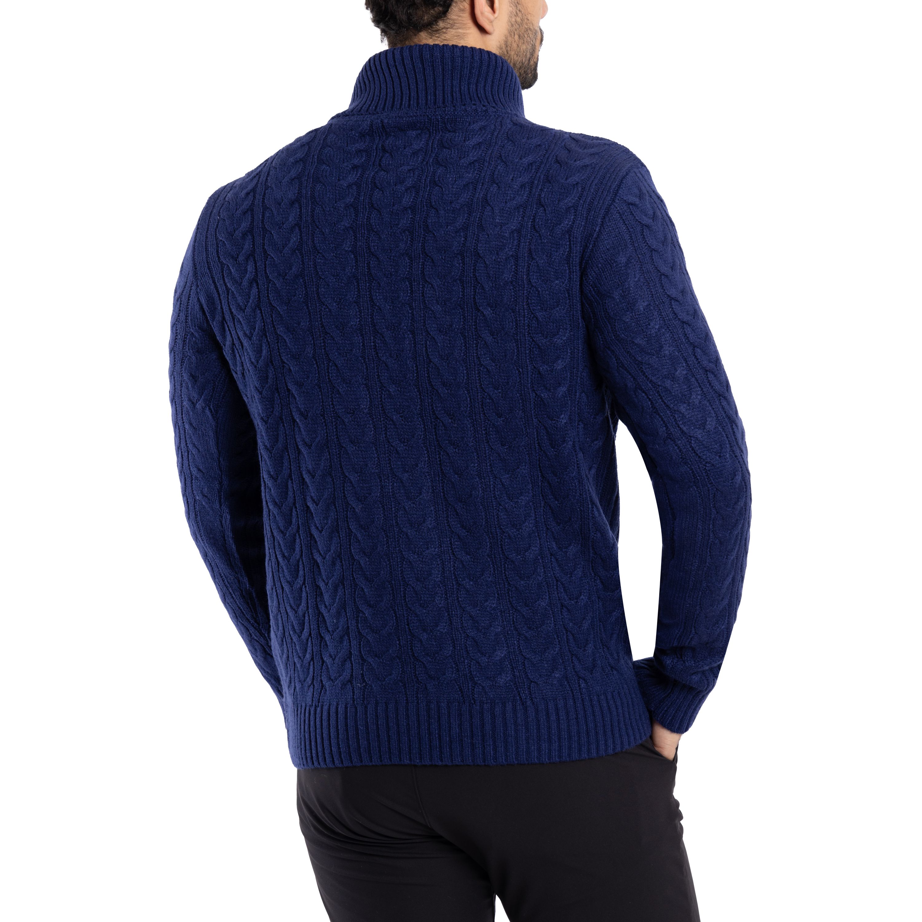 Mens Cable Knit Roll Neck Sweater