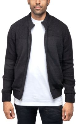 X RAY Men's Color Blocked Full-Zip High Neck Sweater Jacket, Black, Small