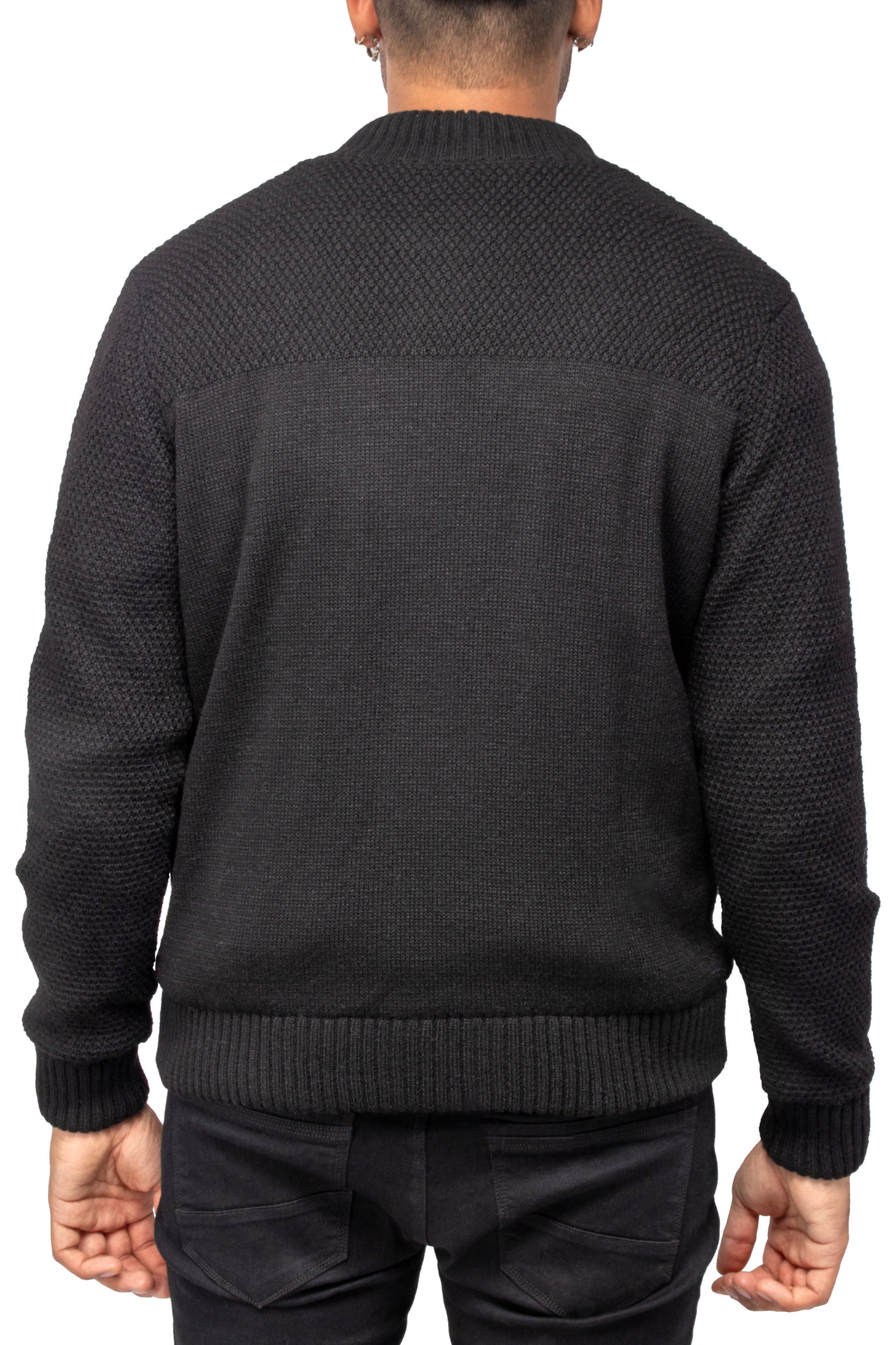 Mens Color Blocked Full-Zip High Neck Sweater Jacket