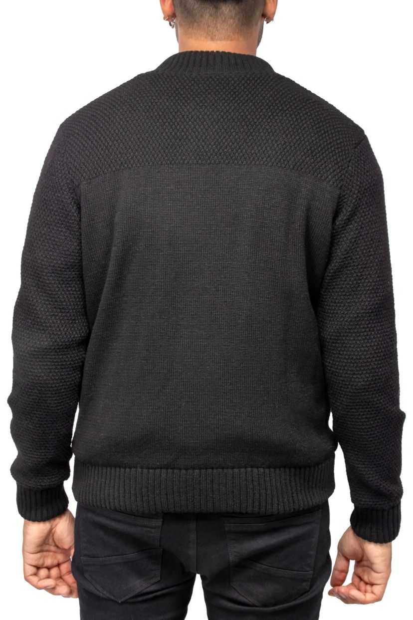 Mens Color Blocked Full-Zip High Neck Sweater Jacket