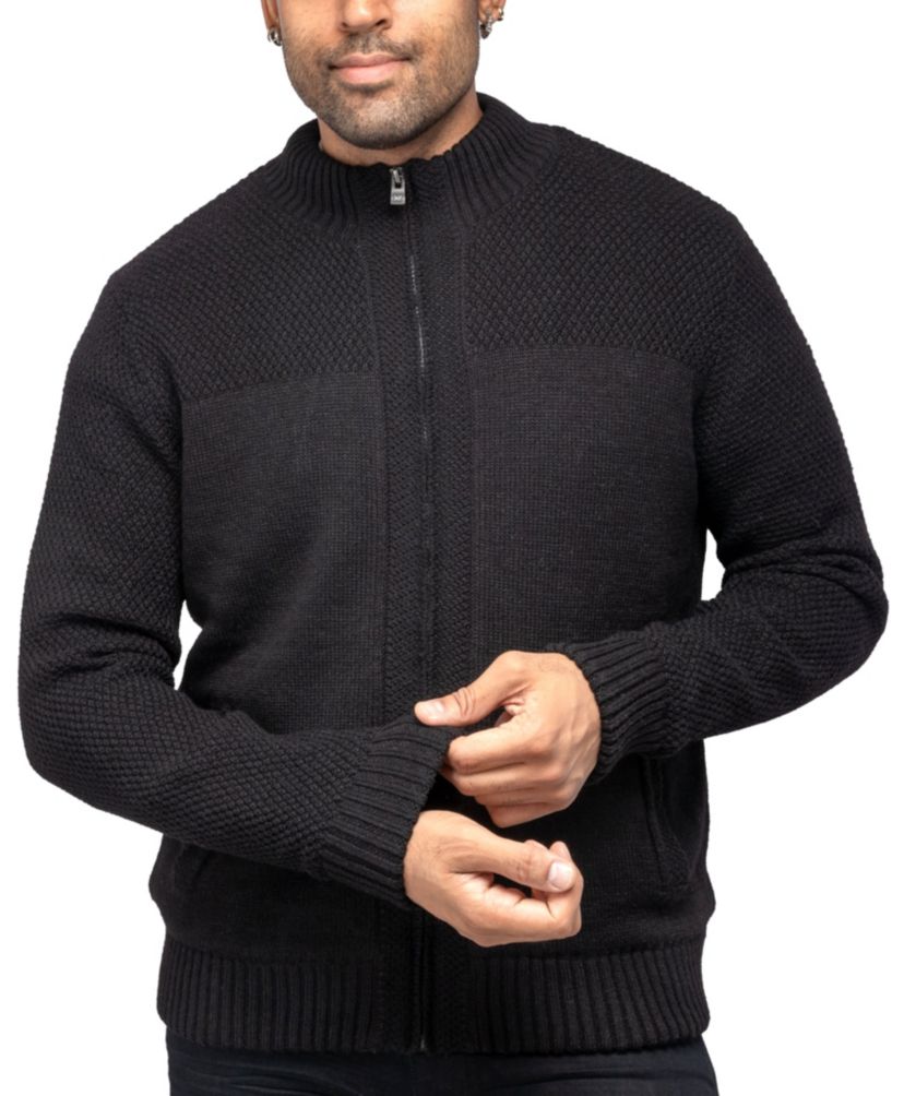 Mens Color Blocked Full-Zip High Neck Sweater Jacket