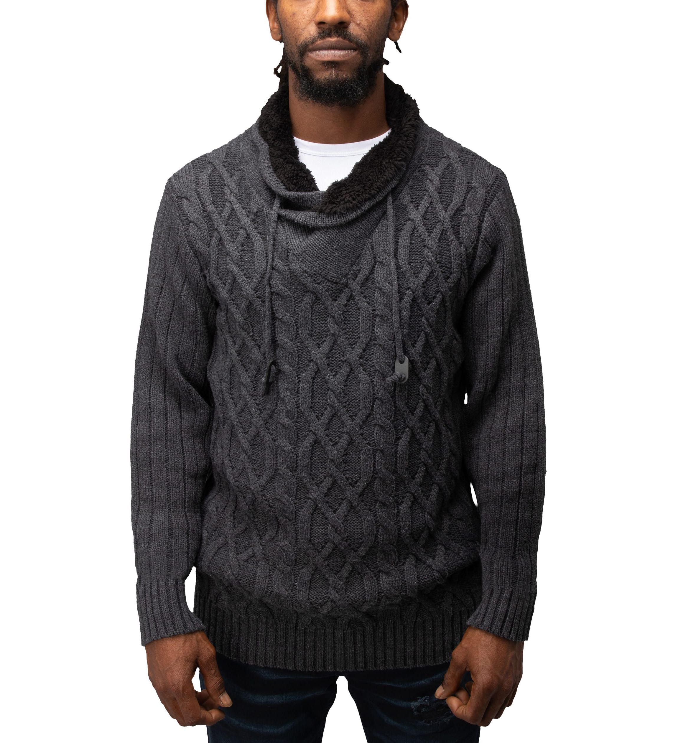Mens Cable Knit Cowl Neck Sweater