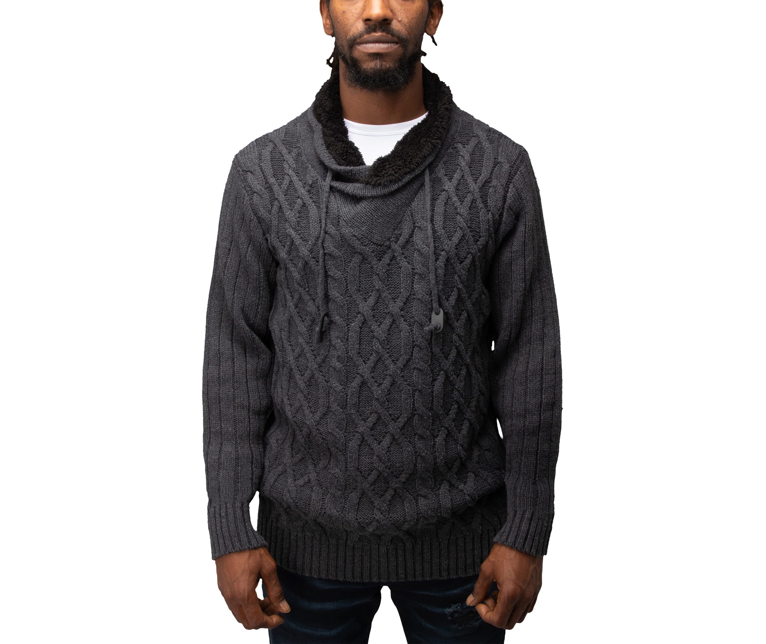 Mens Cable Knit Cowl Neck Sweater