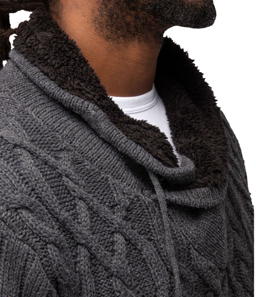 Mens Cable Knit Cowl Neck Sweater