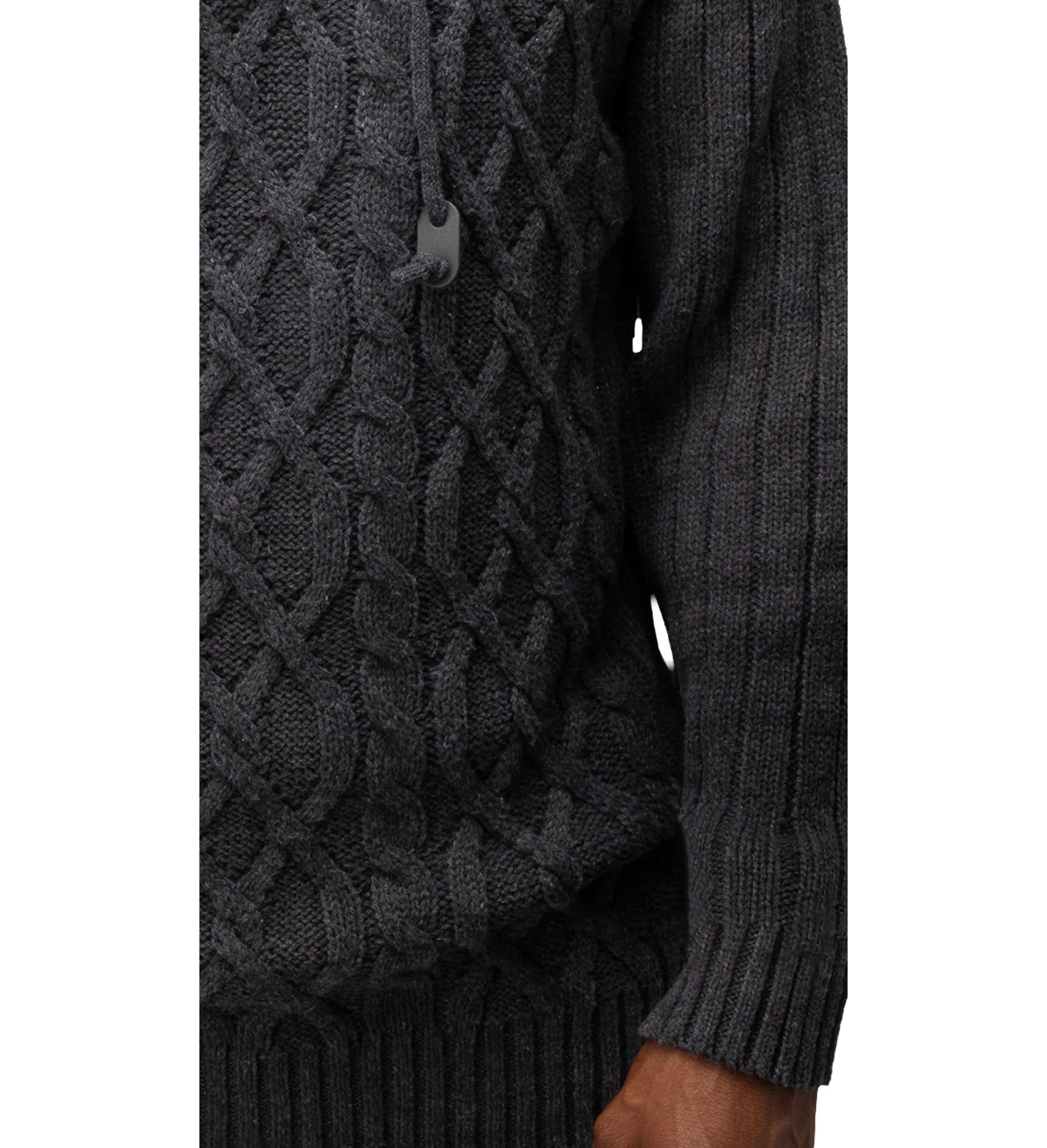 Mens Cable Knit Cowl Neck Sweater