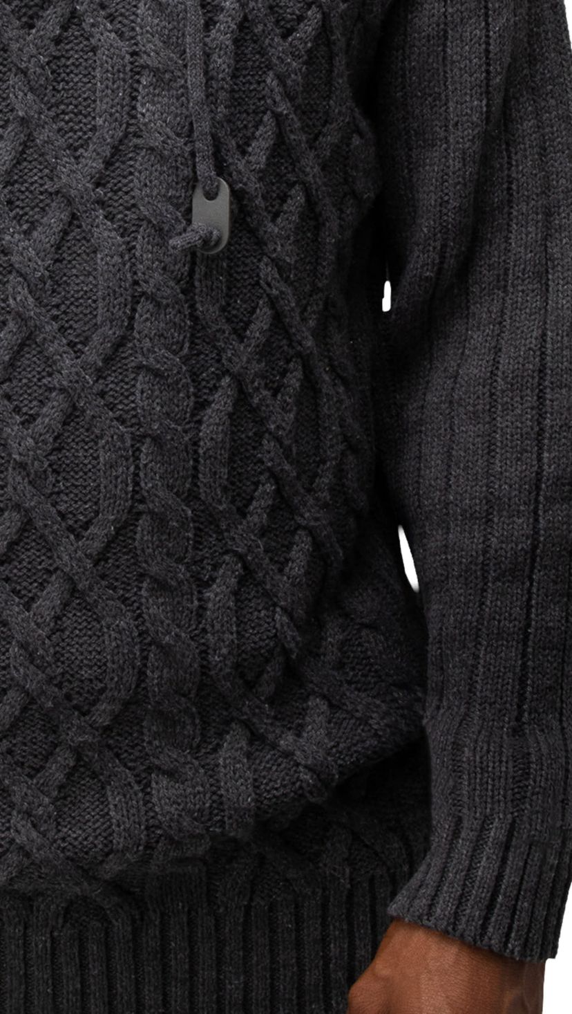 Mens Cable Knit Cowl Neck Sweater