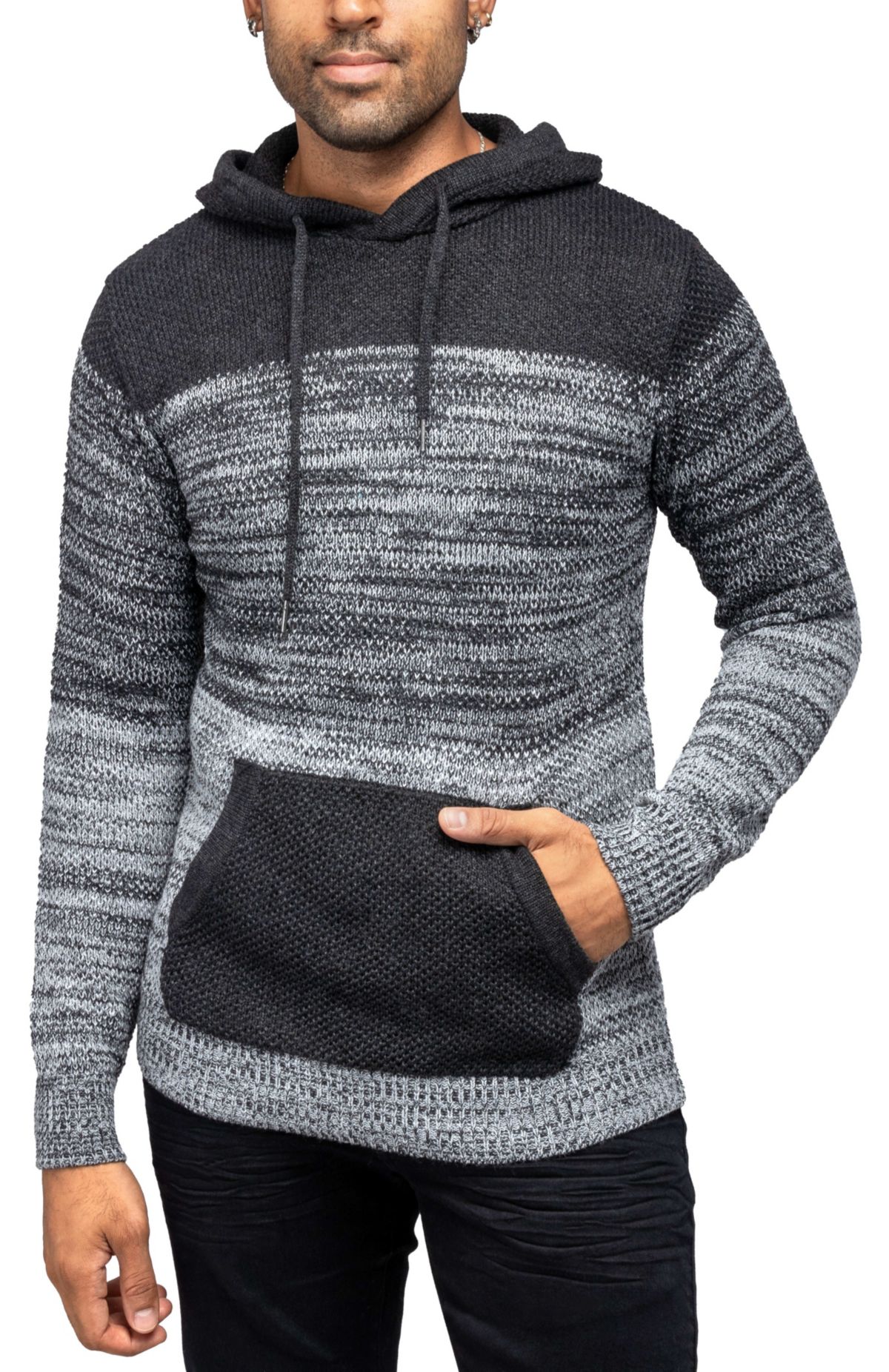 Mens Color Blocked Hooded Sweater