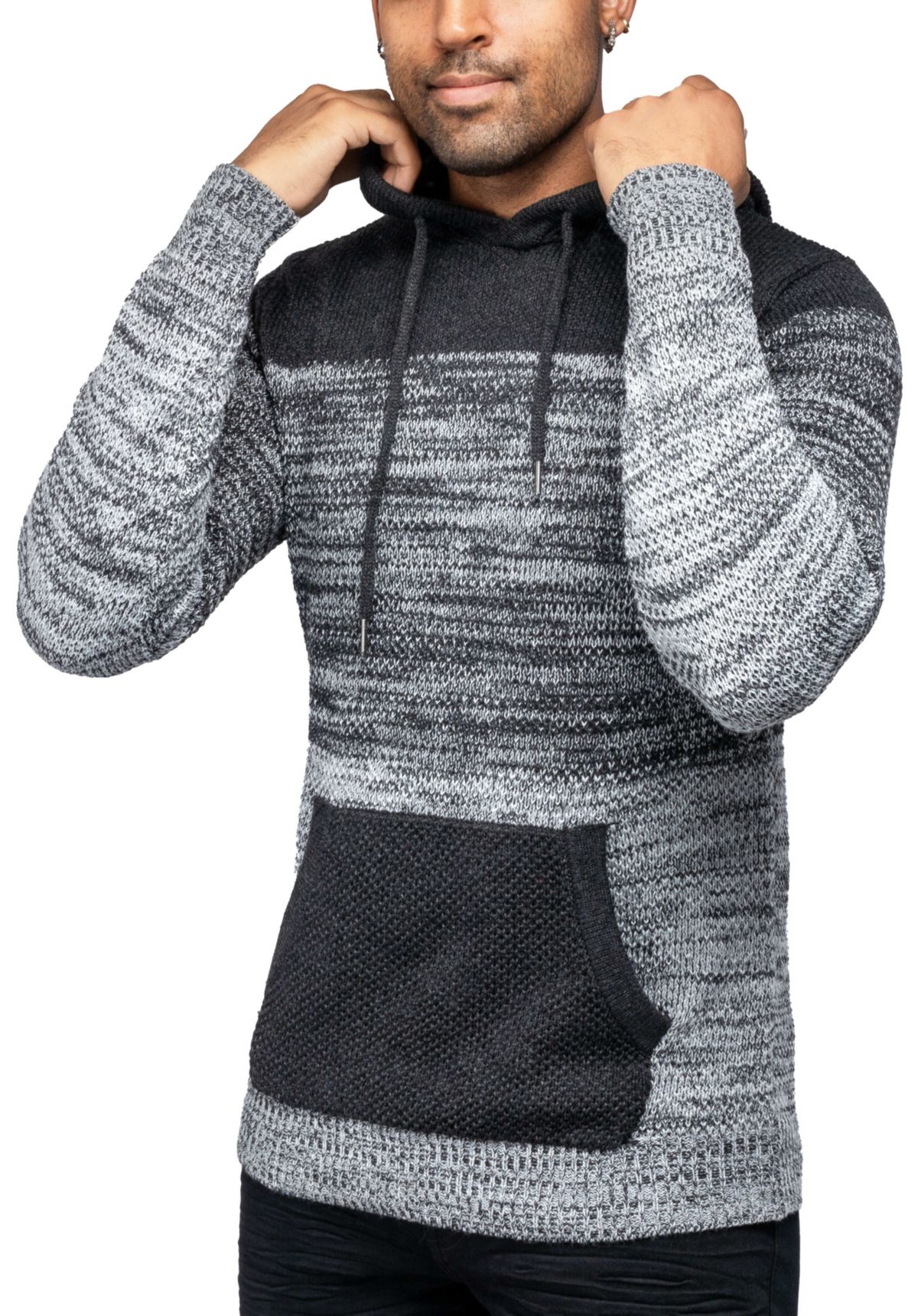 Mens Color Blocked Hooded Sweater