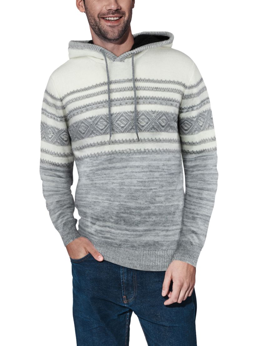 Mens Stripe Pattern Hooded Sweater