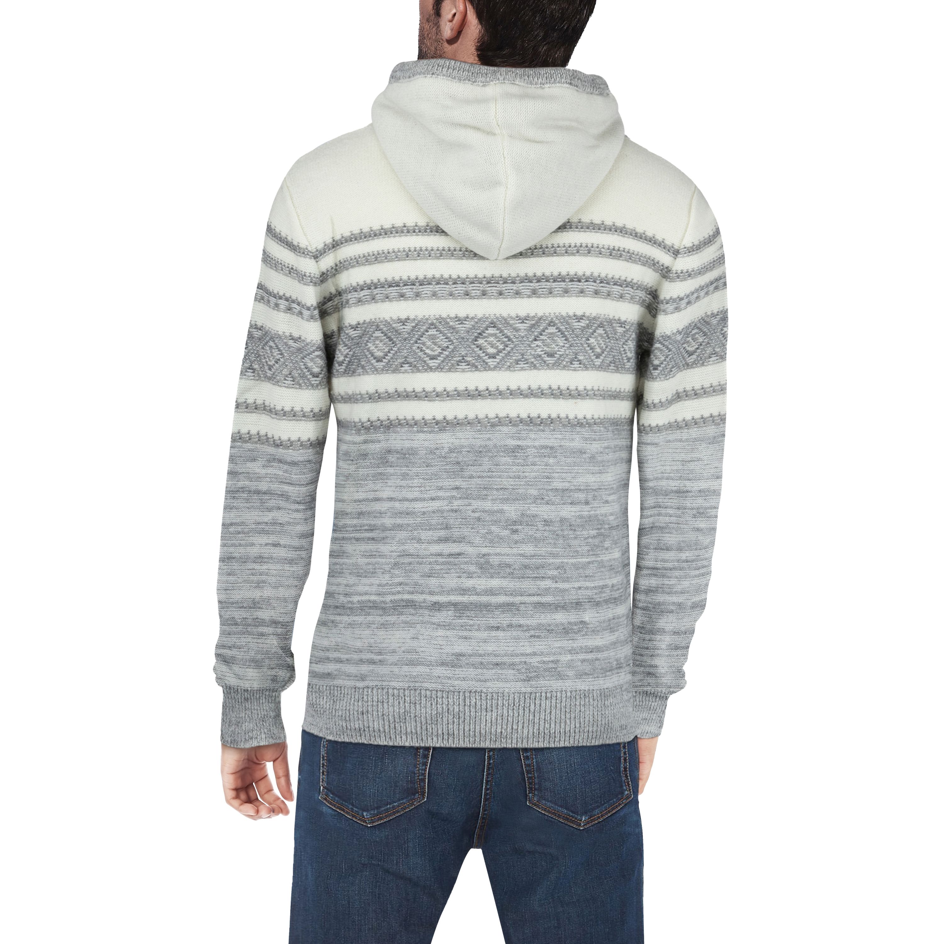 Mens Stripe Pattern Hooded Sweater